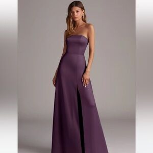 Azazie Elegant Purple Satin Strapless Bridesmaid Dress
